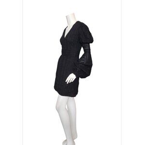 Longchamp Puff and Lantern Juliet Sleeve V-neck Embroidered Mini Dress Italy